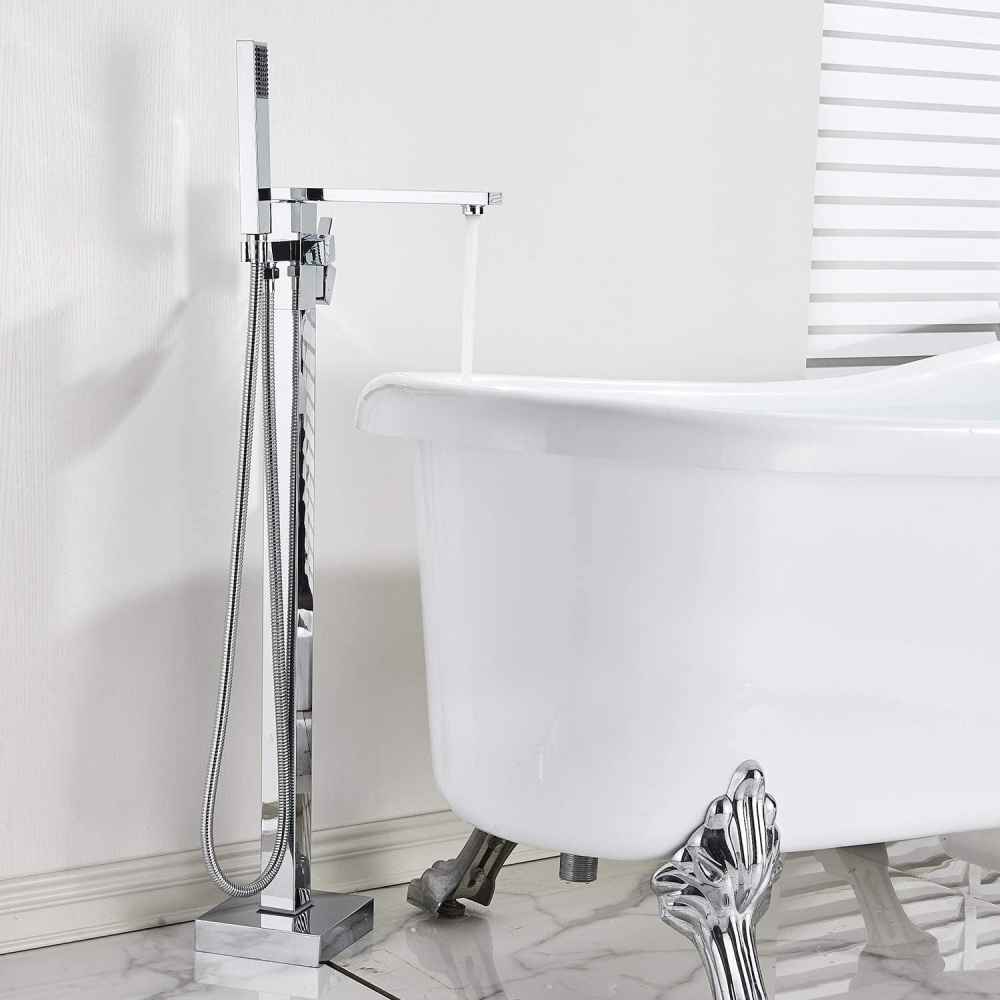 1 Hole Polished Bathtub Shower Faucet Chrome Brass-Ceramic