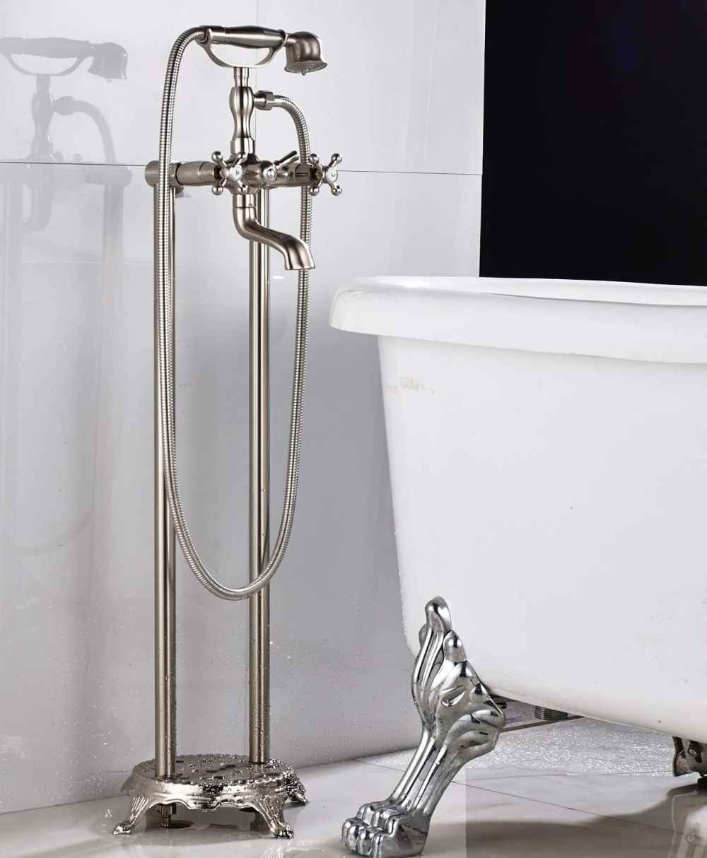 2 Hole Brushed Bathtub Shower Faucet Brushed Nickel Brass