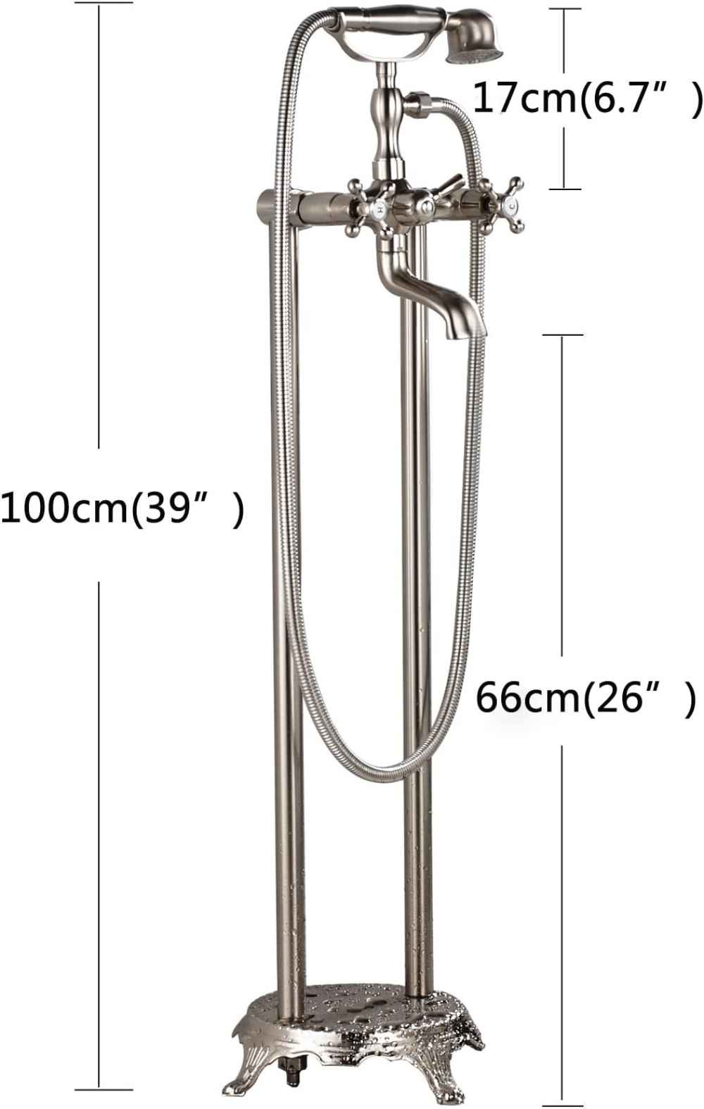 2 Hole Brushed Bathtub Shower Faucet Brushed Nickel Brass