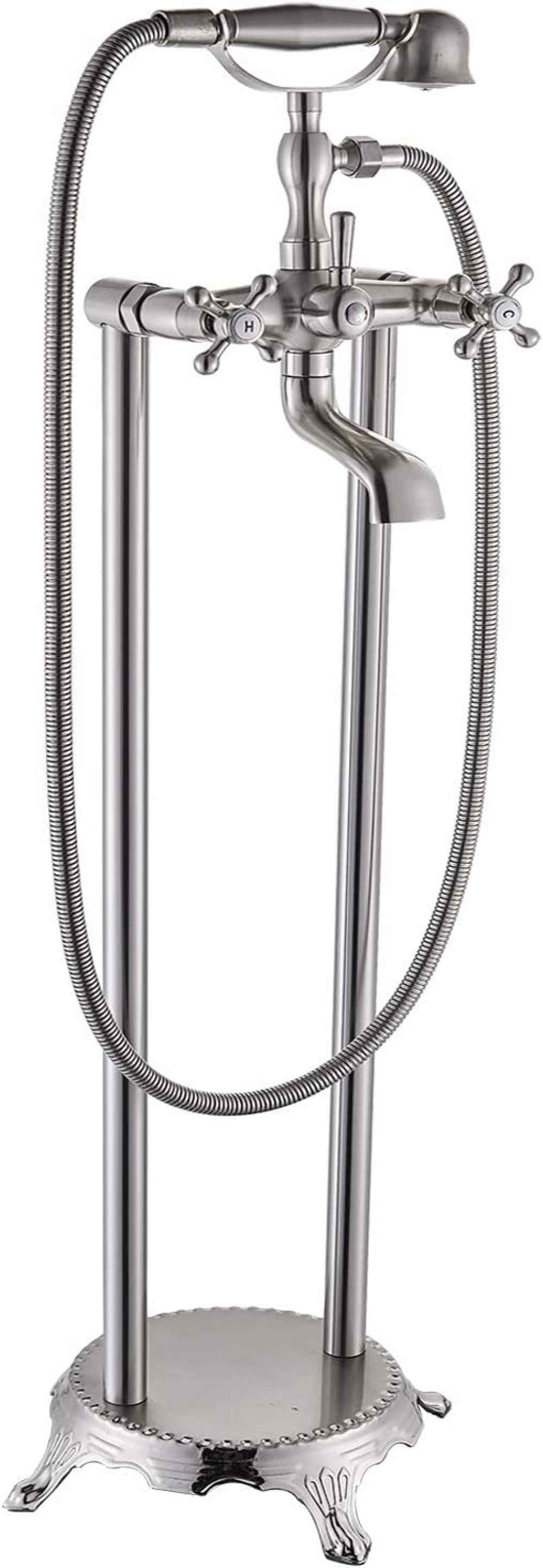 2 Hole  Brushed Bathtub Shower Faucet Brushed Nickel Brass