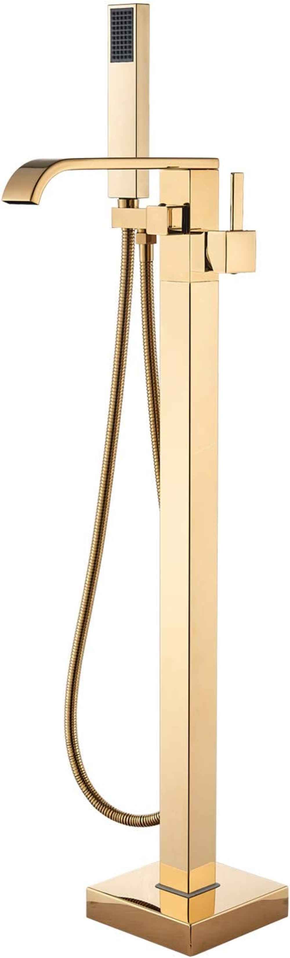 1 Hole  Polished Bathtub Shower Faucet Gold Brass