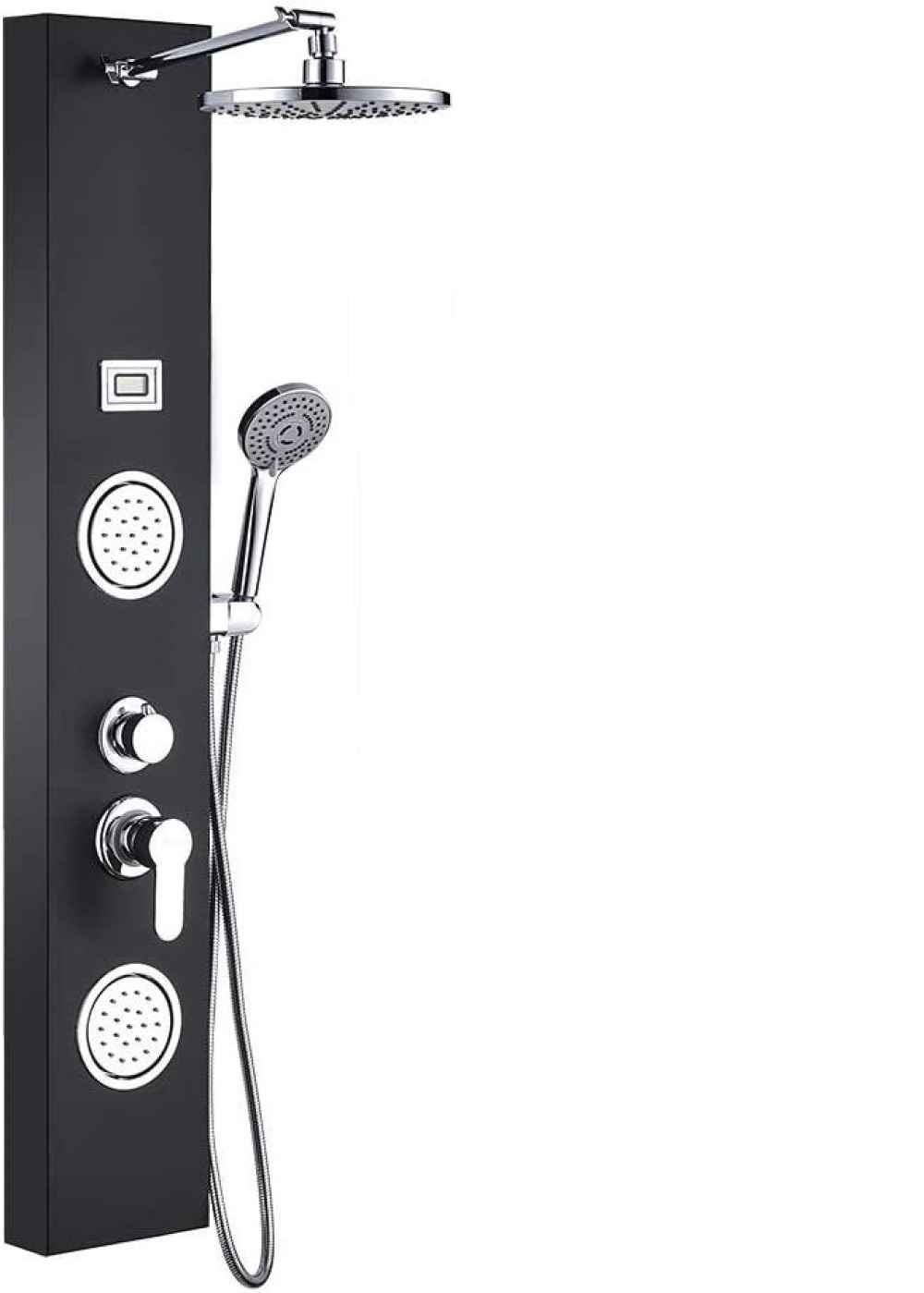 7.9-in. x 46.9-in. Shower Panel Black-Chrome Stainless Steel-Brass