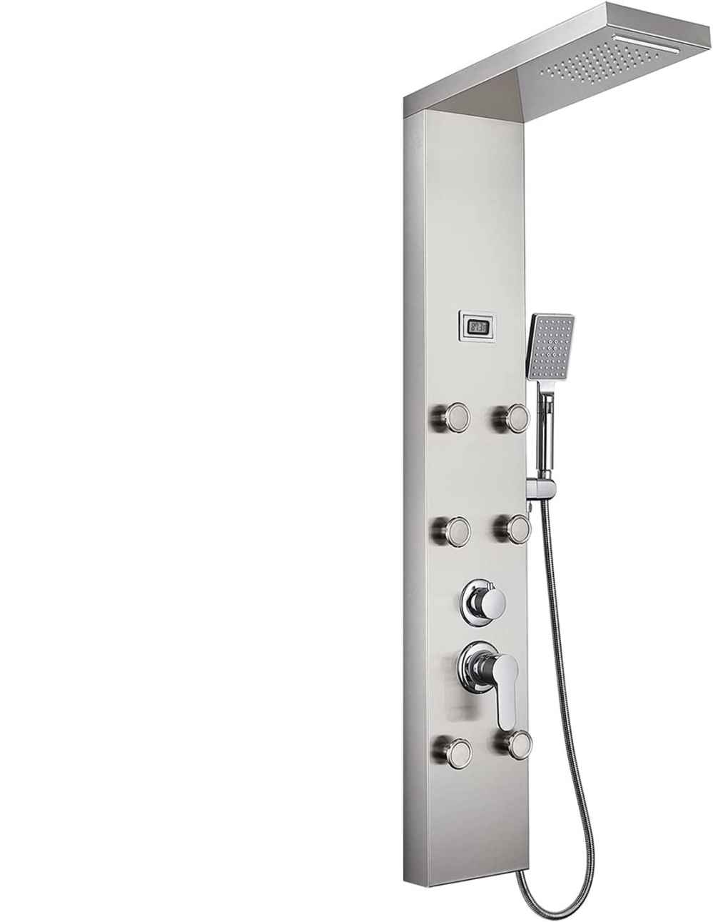 10.5-in. x 53-in. Shower Panel Silver Stainless Steel-Brass