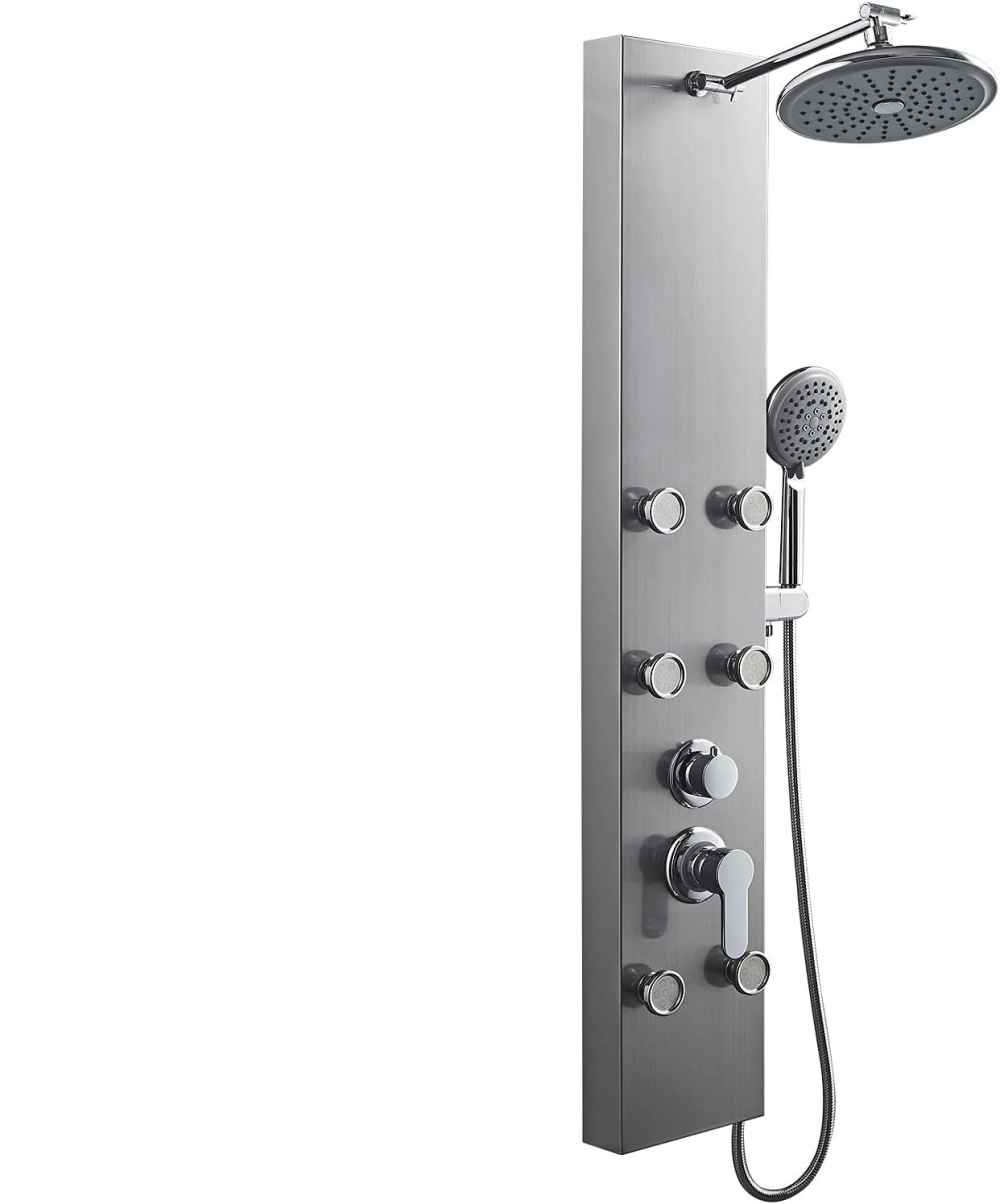 10.09-in. x 52-in. Shower Panel Silver Stainless Steel-Brass