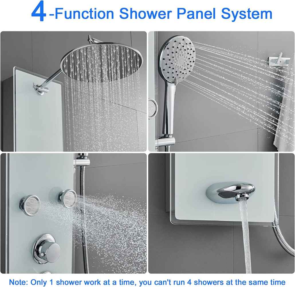 8.6-in. x 47-in. Shower Panel Chrome Stainless Steel-Brass
