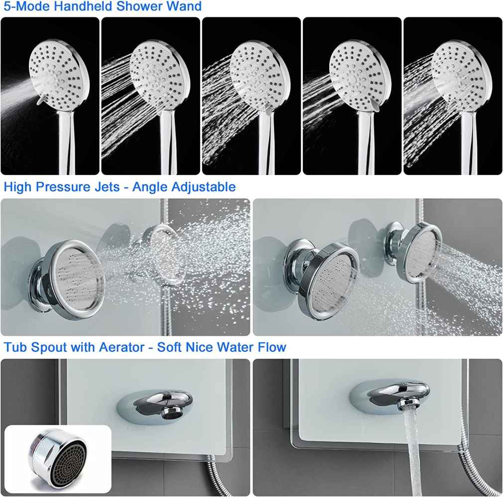 8.6-in. x 47-in. Shower Panel Chrome Stainless Steel-Brass
