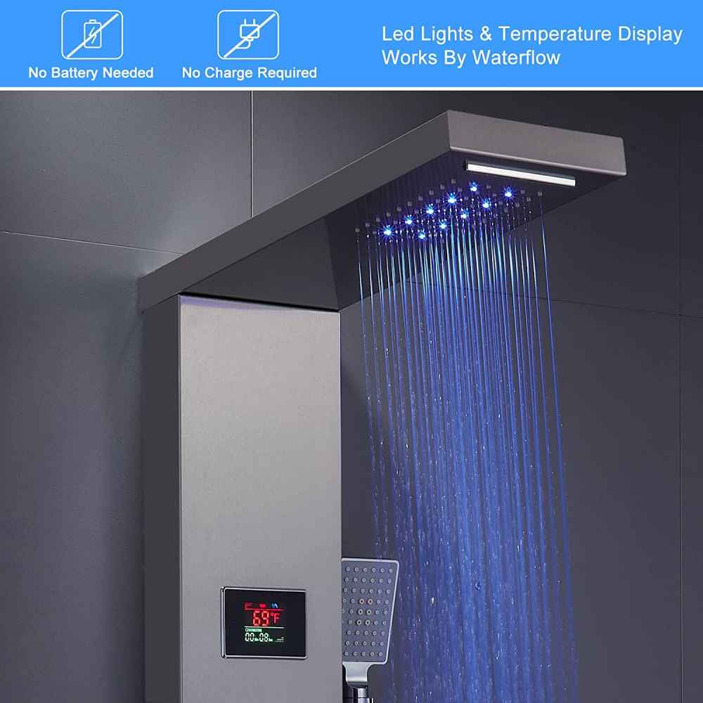 7.8-in. x 51.2-in. Shower Panel Brushed Stainless Steel Stainless Steel-Brass