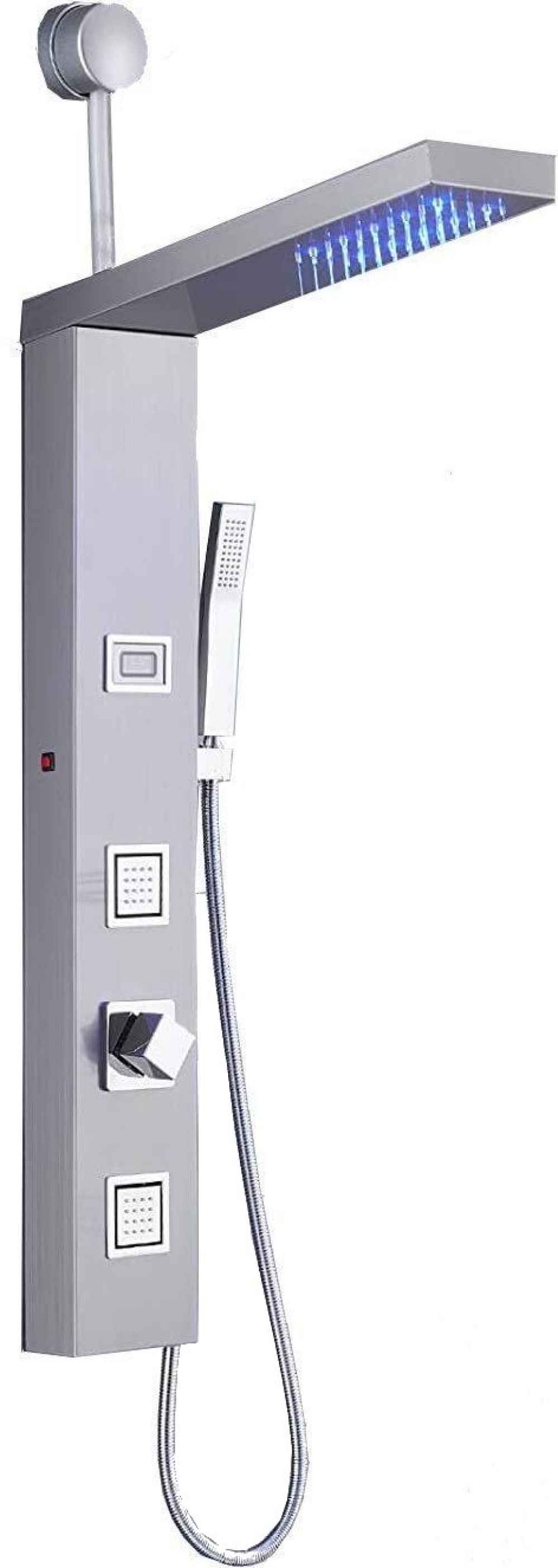 8.5-in. x 37.5-in. Shower Panel Silver Stainless Steel-Brass