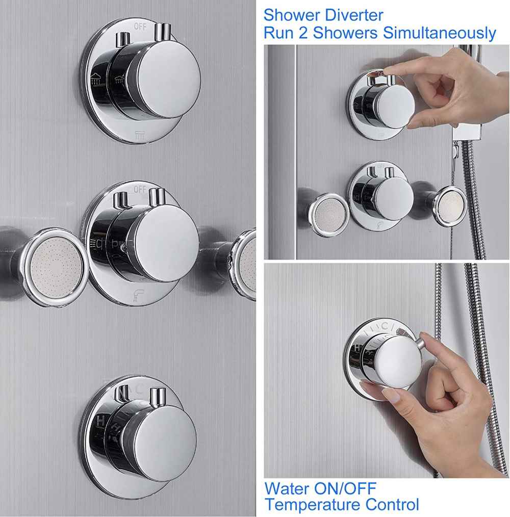 10.5-in. x 53-in. Shower Panel Silver Stainless Steel-Brass