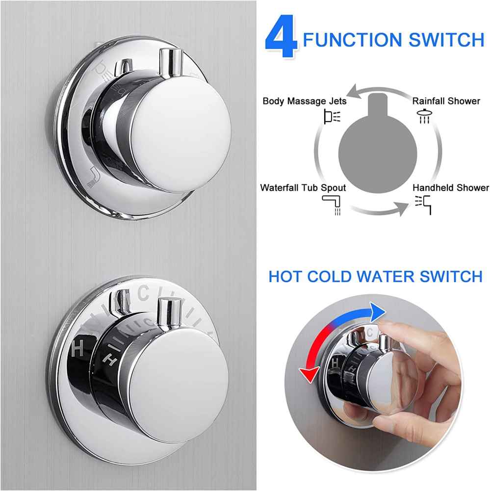 10.24-in. x 52.74-in. Shower Panel Silver Stainless Steel-Brass
