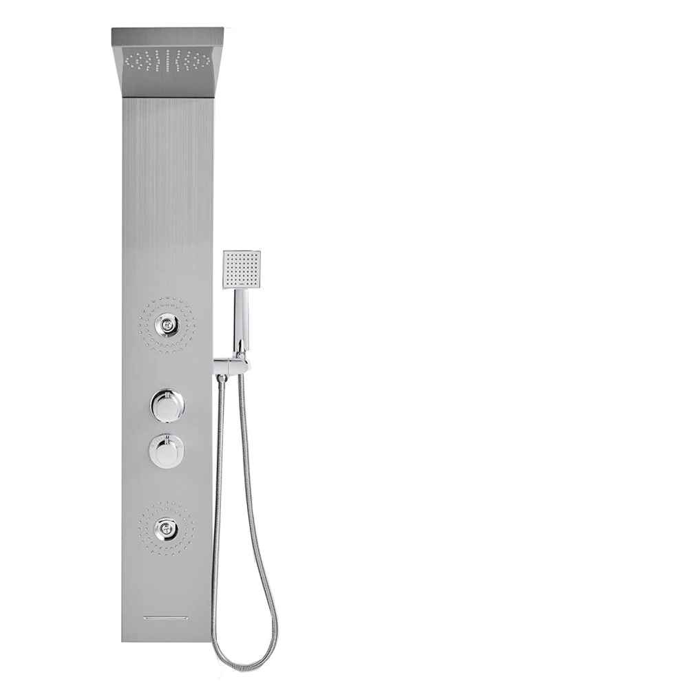 10.24-in. x 52.74-in. Shower Panel Silver Stainless Steel-Brass