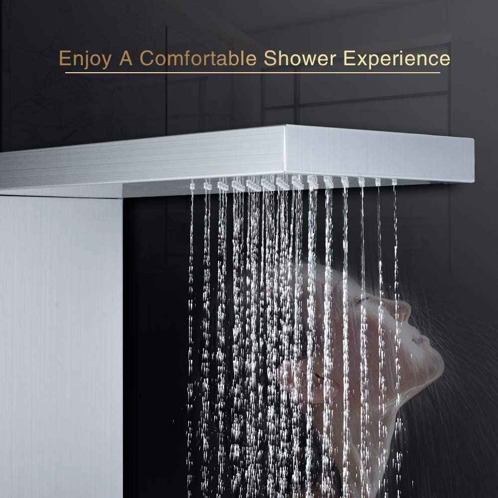 10.20-in. x 52.90-in. Shower Panel Brushed Stainless Steel Stainless Steel-Brass