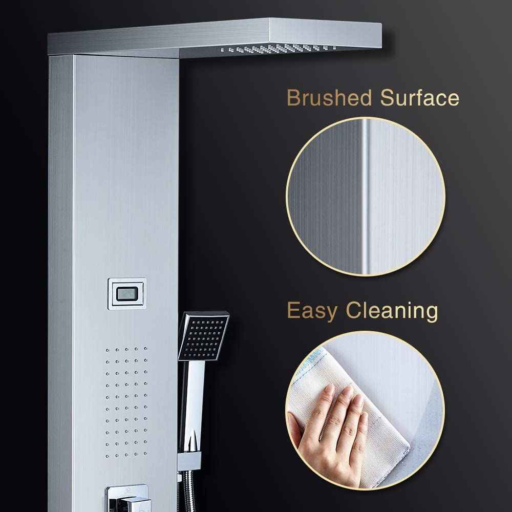 10.20-in. x 52.90-in. Shower Panel Brushed Stainless Steel Stainless Steel-Brass
