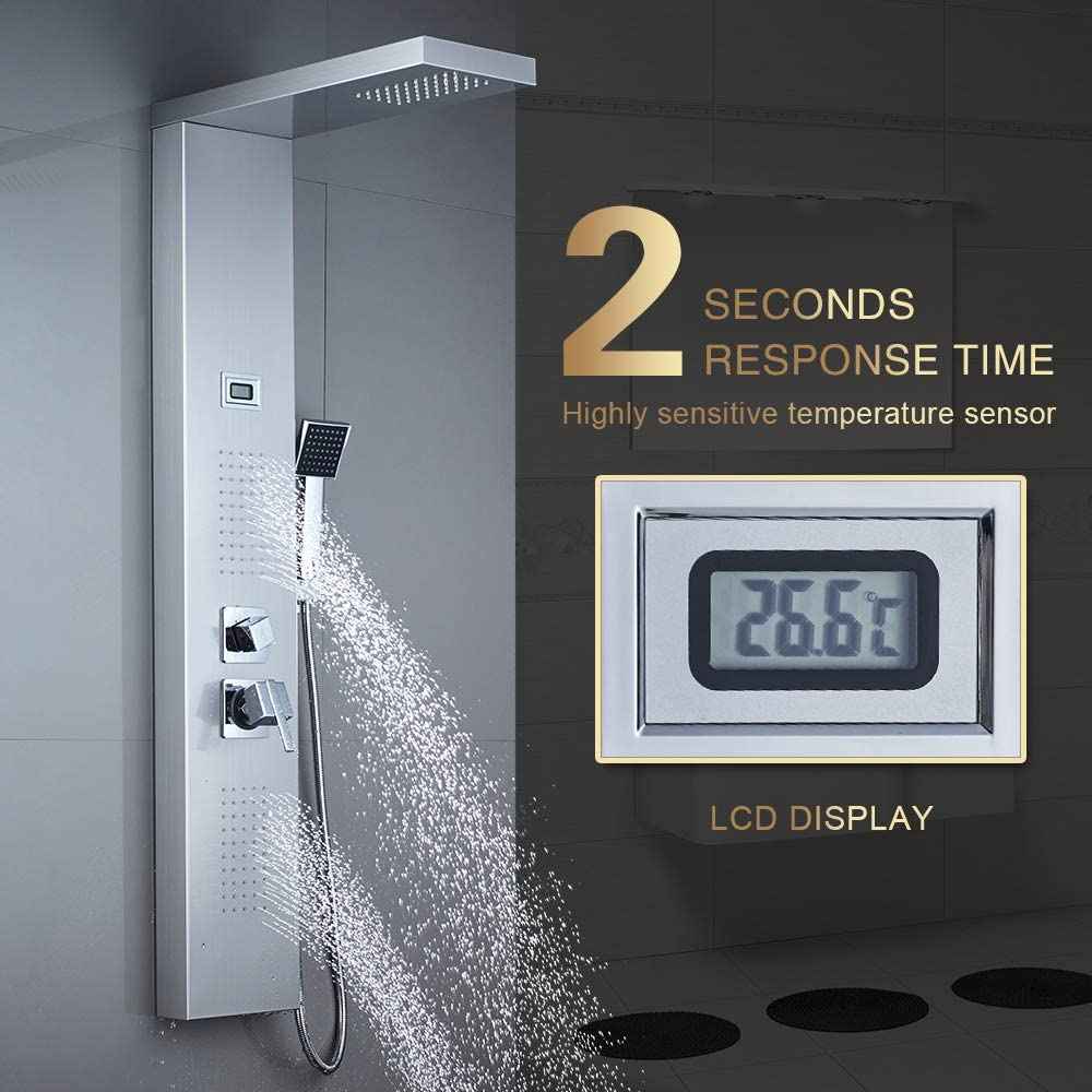 10.20-in. x 52.90-in. Shower Panel Brushed Stainless Steel Stainless Steel-Brass