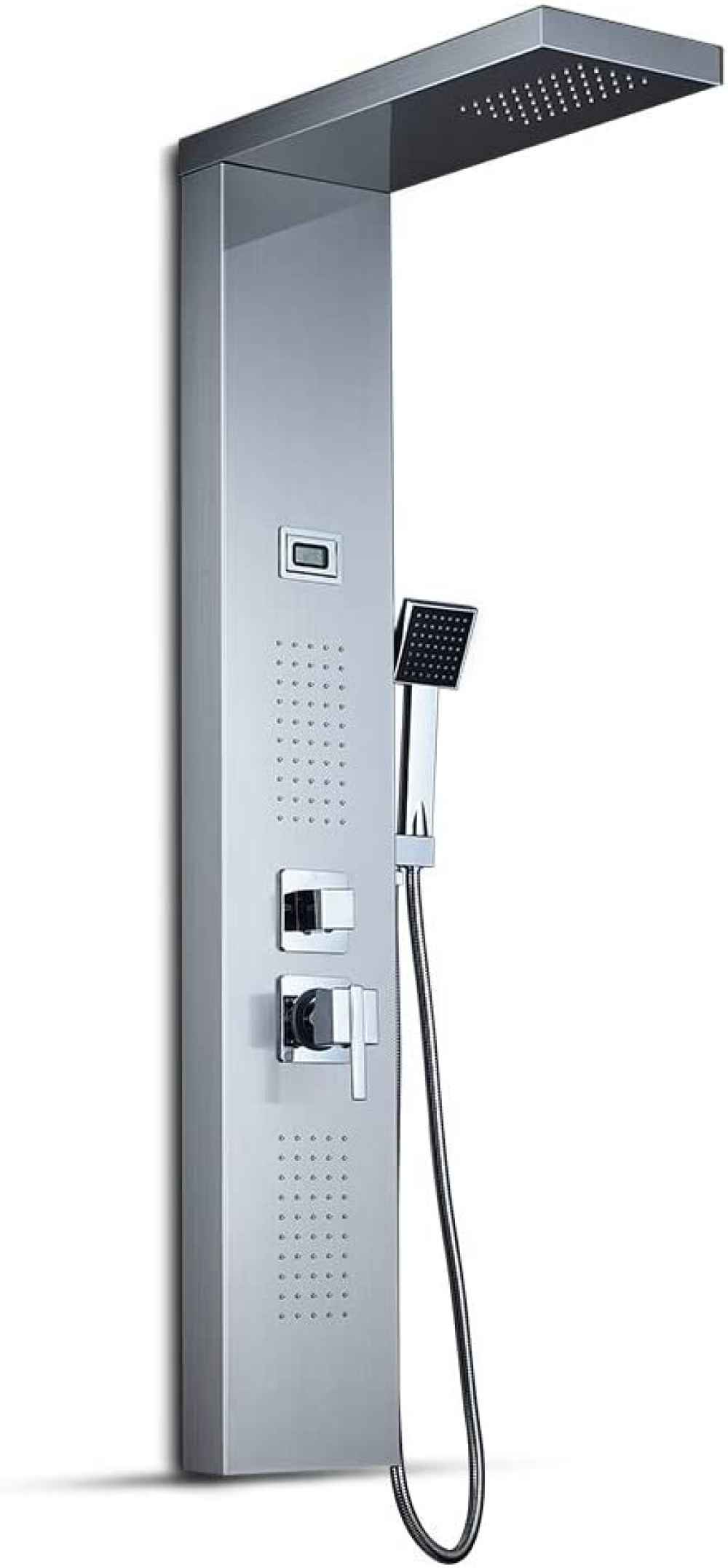 10.20-in. x 52.90-in. Shower Panel Brushed Stainless Steel Stainless Steel-Brass