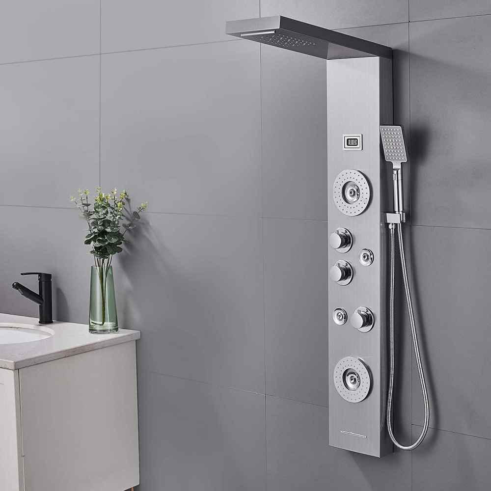 10.29-in. x 52-in. Shower Panel Stainless Steel Stainless Steel-Brass
