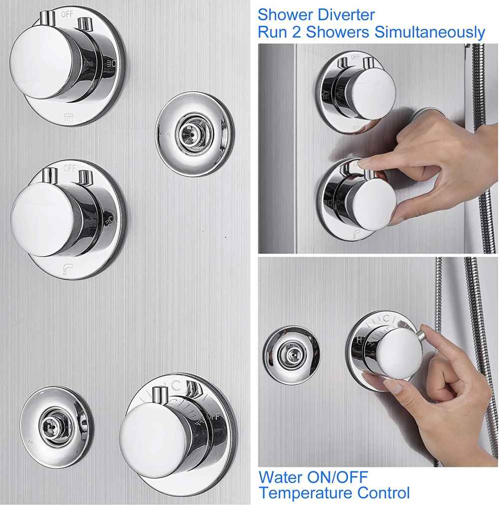 10.29-in. x 52-in. Shower Panel Stainless Steel Stainless Steel-Brass