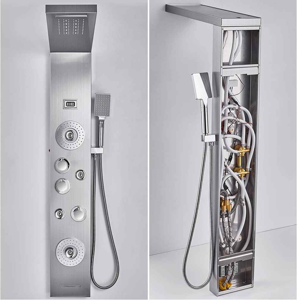 10.29-in. x 52-in. Shower Panel Stainless Steel Stainless Steel-Brass
