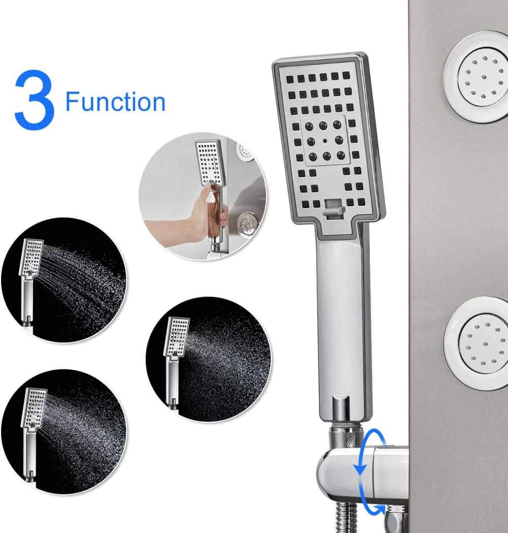 10.35-in. x 52.87-in. Shower Panel Silver Stainless Steel-Brass