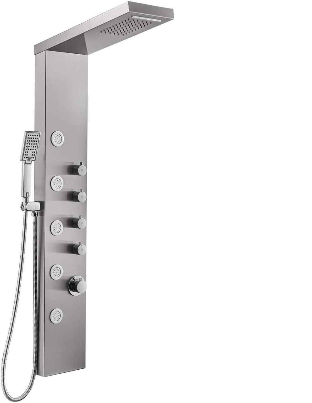 10.35-in. x 52.87-in. Shower Panel Silver Stainless Steel-Brass