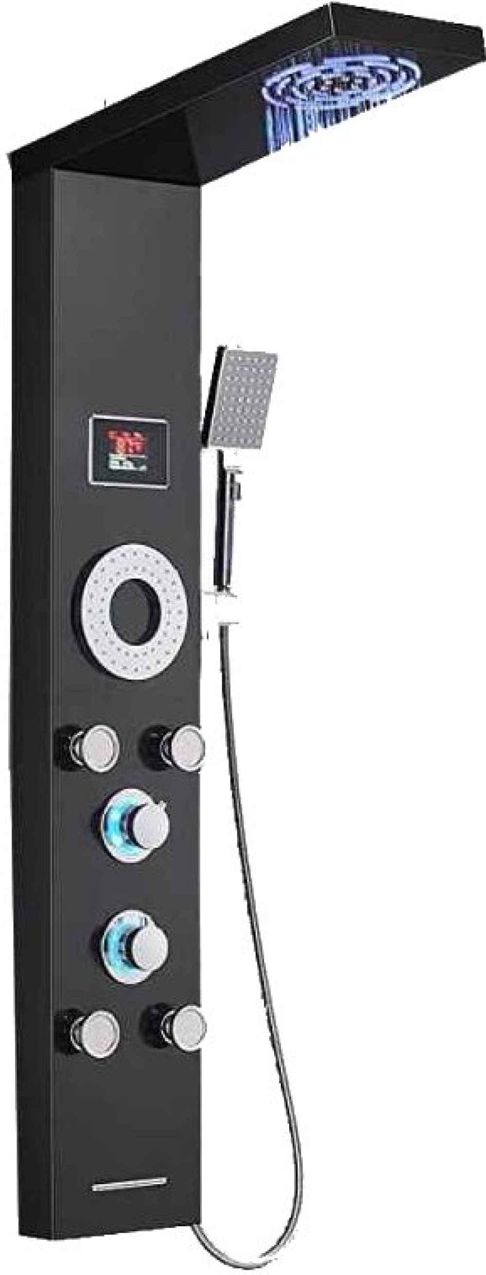 7.8-in. x 4.08-in. Shower Panel Black-Chrome Stainless Steel-Brass