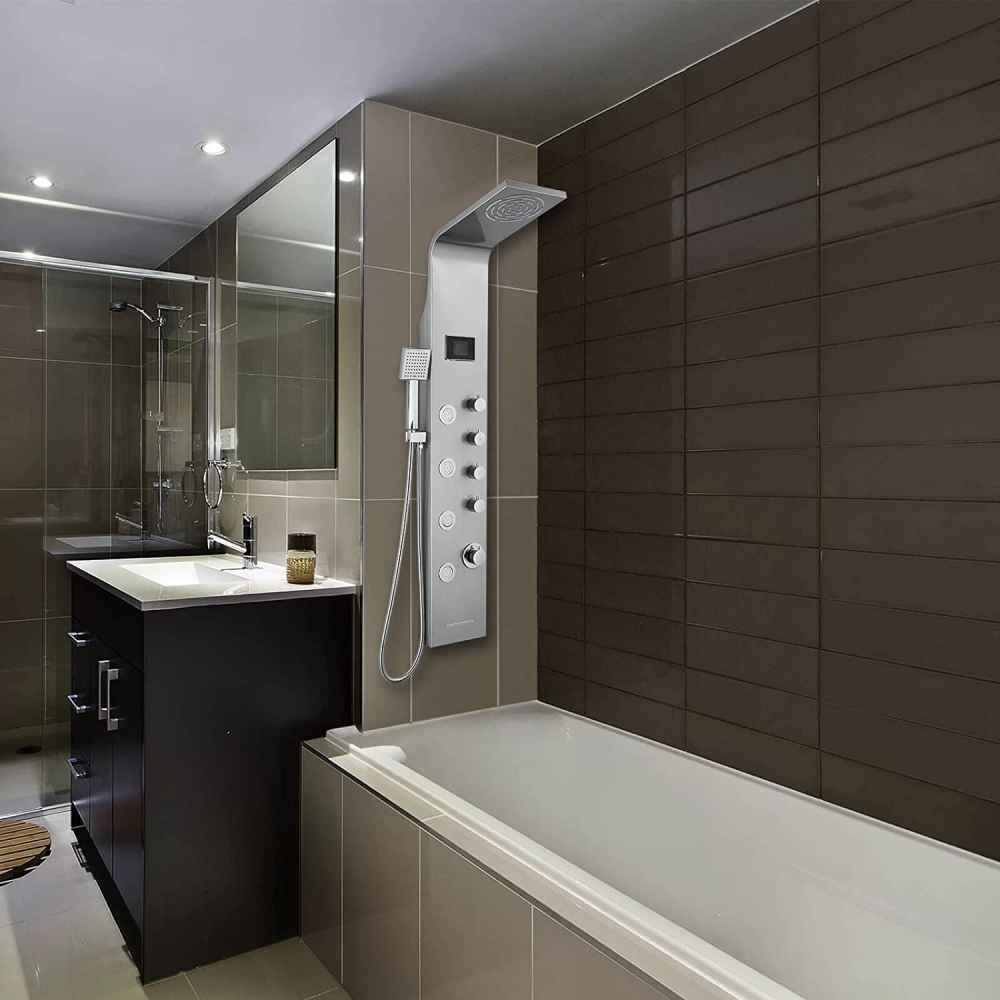 7.8-in. x 50-in. Shower Panel Silver Stainless Steel