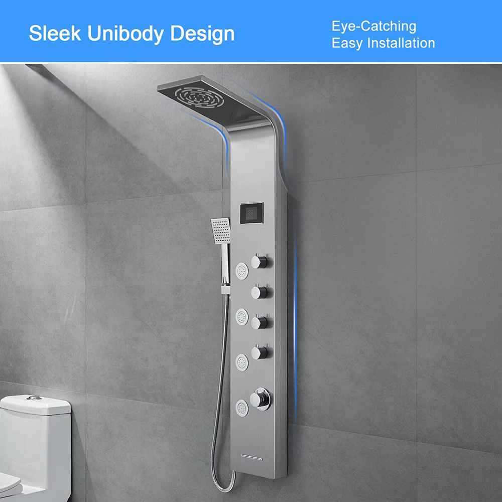 7.8-in. x 50-in. Shower Panel Silver Stainless Steel