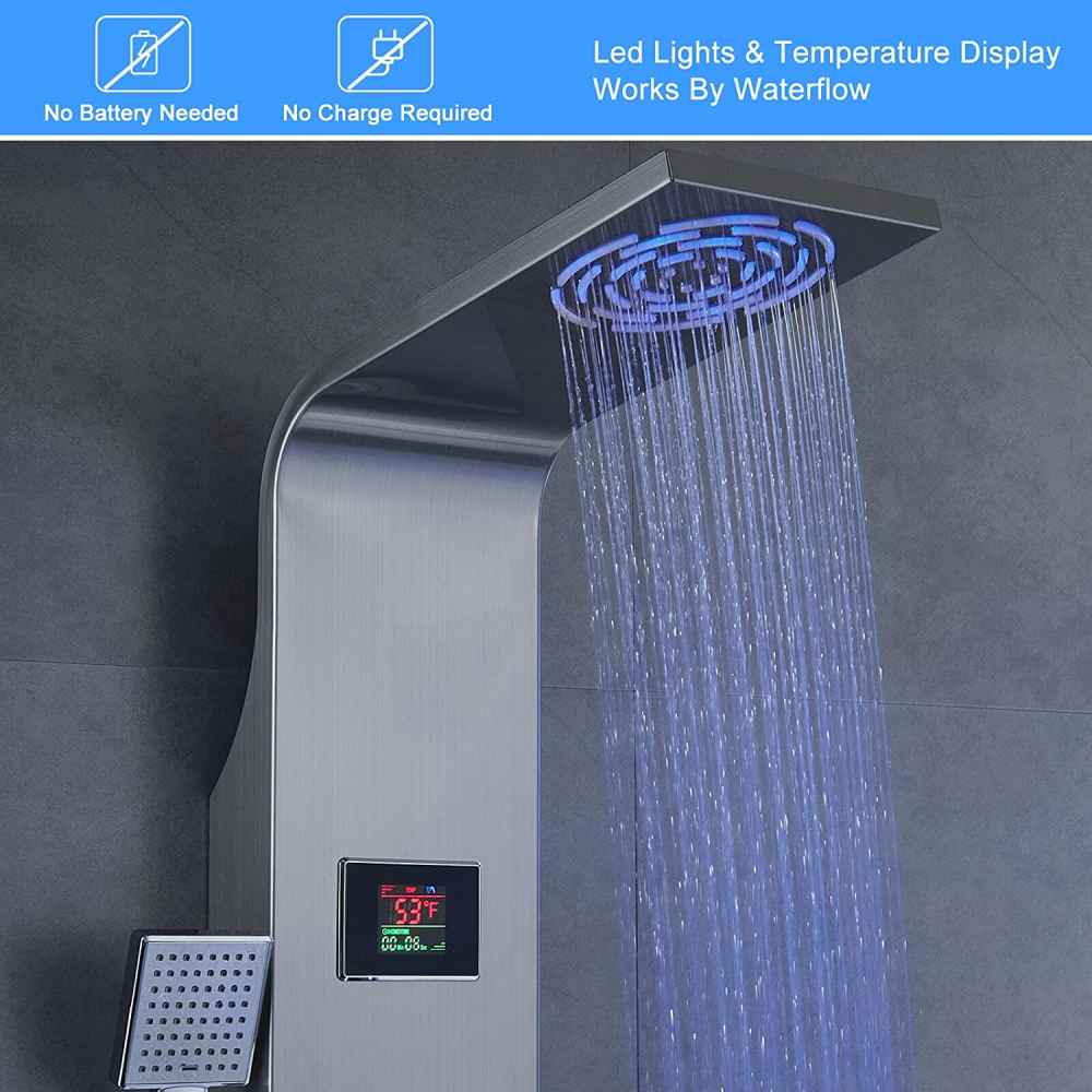 7.8-in. x 50-in. Shower Panel Silver Stainless Steel