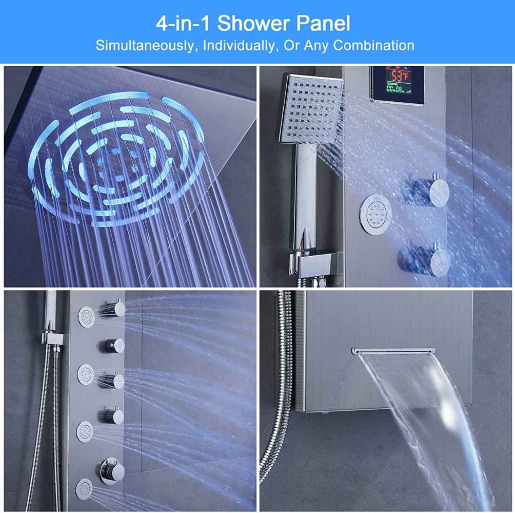 7.8-in. x 50-in. Shower Panel Silver Stainless Steel