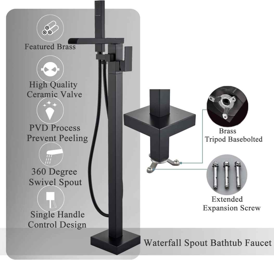 1 Hole Oil Rubbed Bathtub Shower Faucet Black Brass