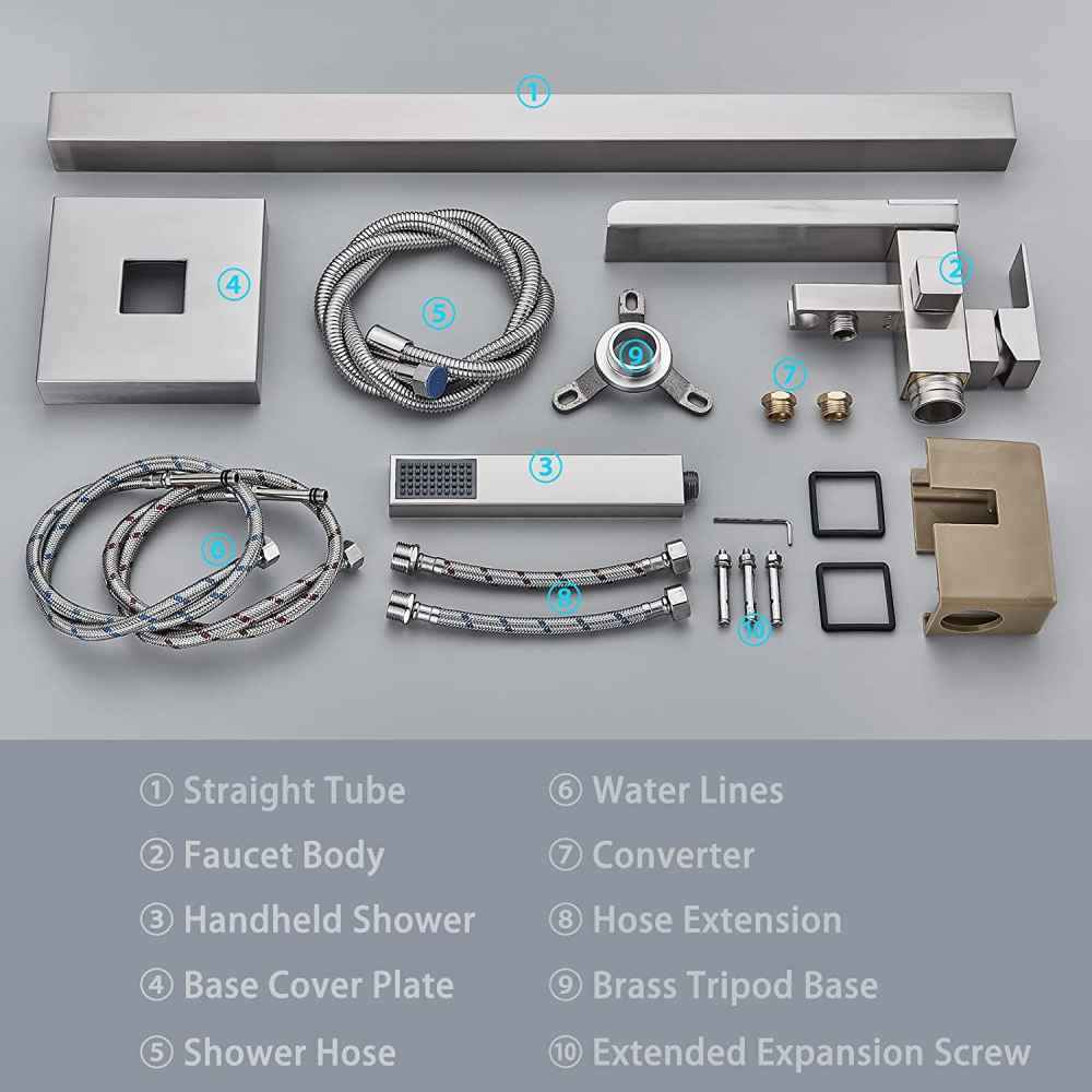 1 Hole Brushed Bathtub Shower Faucet Brushed Nickel Brass