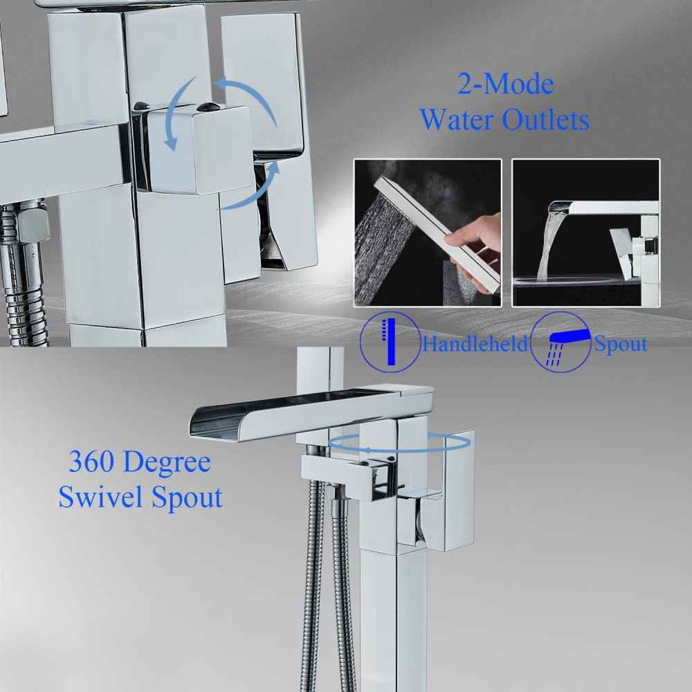1 Hole Polished Bathtub Shower Faucet Chrome Brass