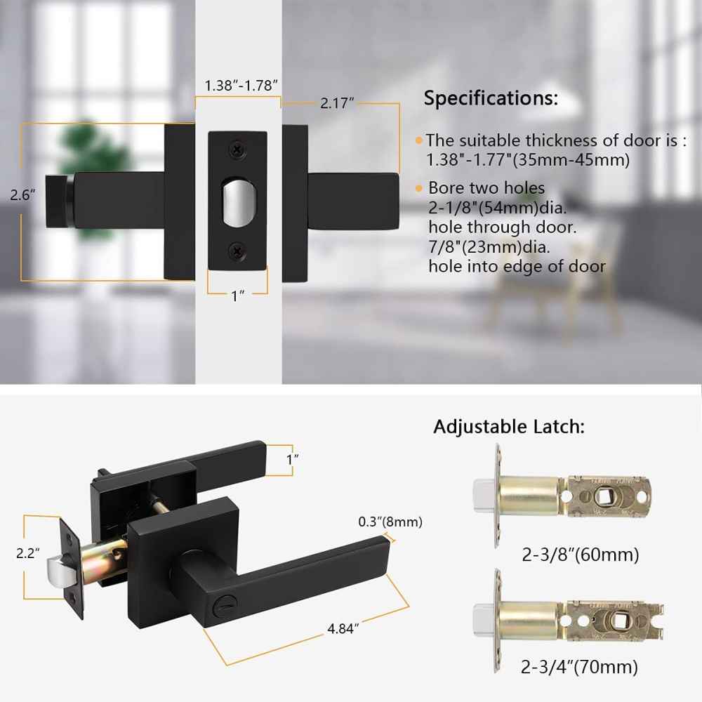 5-in. x 0.03-in. Zinc Alloy Door Lock In Black