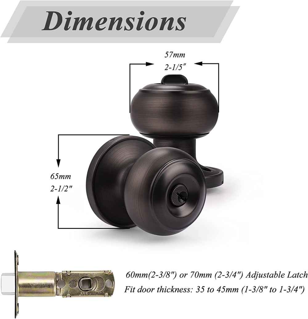 2.5-in. x 0.01-in. Stainless Steel Door Lock In Oil Rubbed Bronze