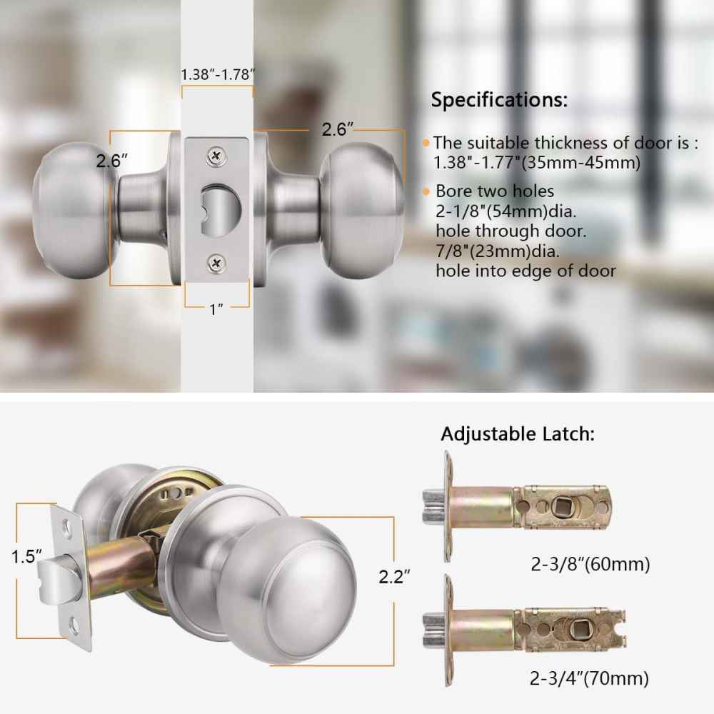 2.6-in. x 0.01-in. Stainless Steel Door Lock In Satin Nickel