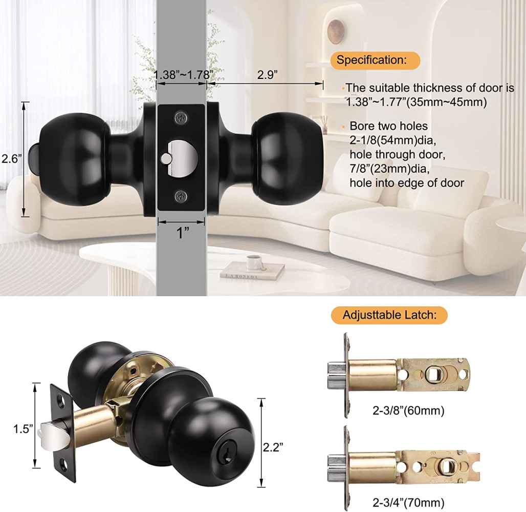3-in. x 0.03-in. Stainless Steel Door Lock In Black