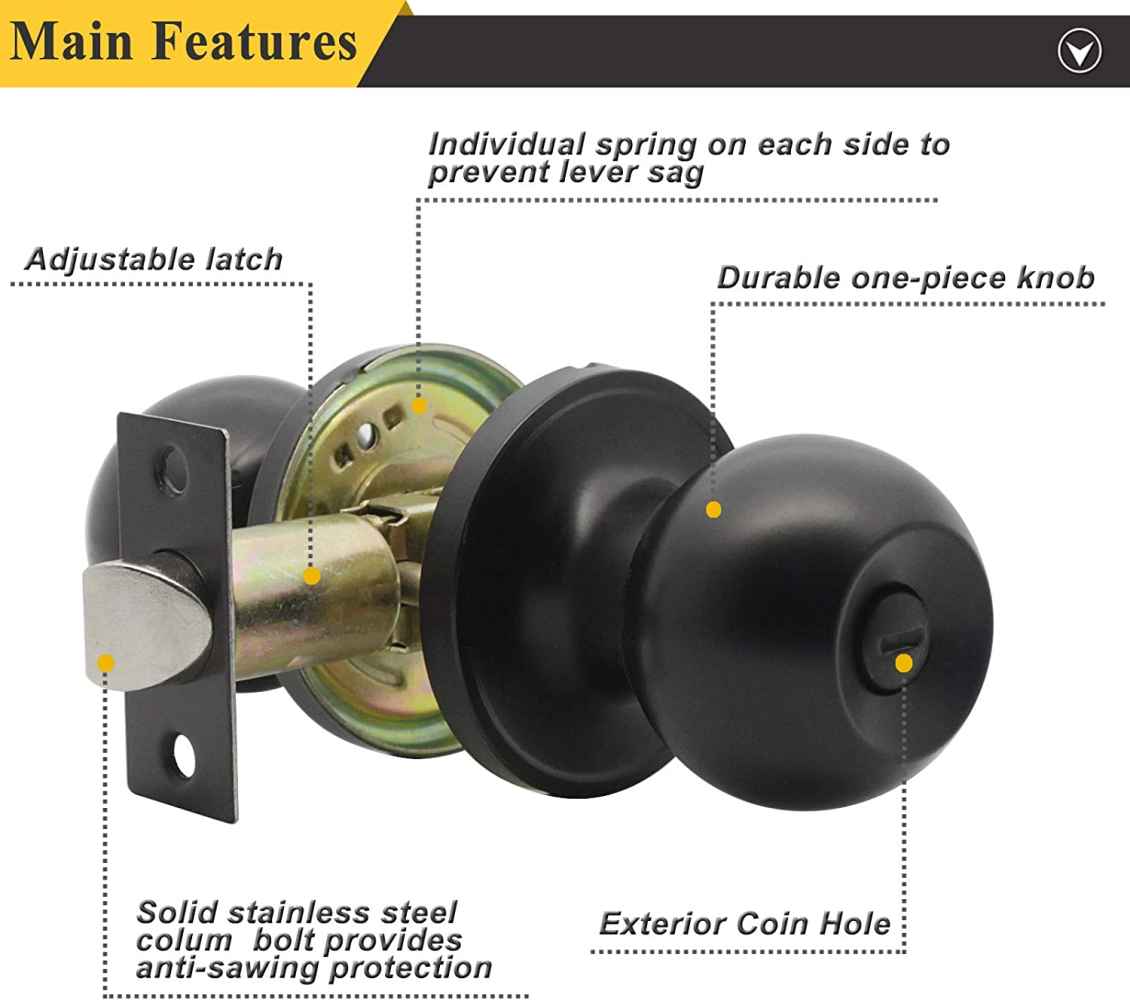 2.5-in. x 0.03-in. Stainless Steel Door Door Lock In Black