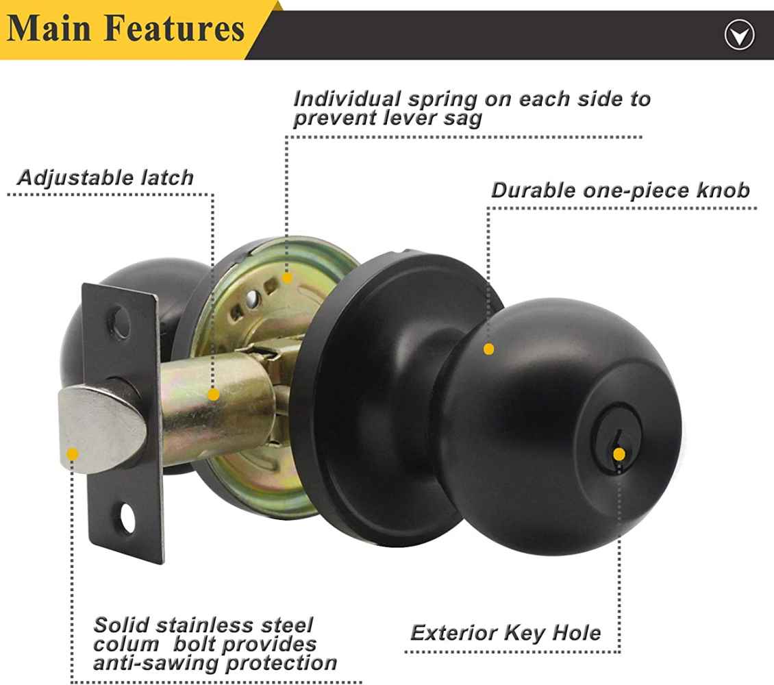 2.6-in. x 0.01-in. Stainless Steel Door Lock In Black