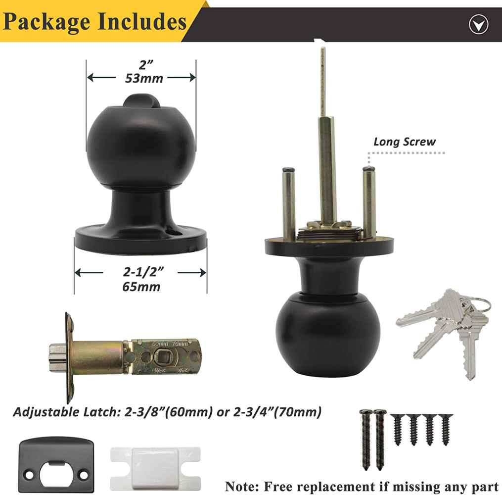 2.6-in. x 0.01-in. Stainless Steel Door Lock In Black