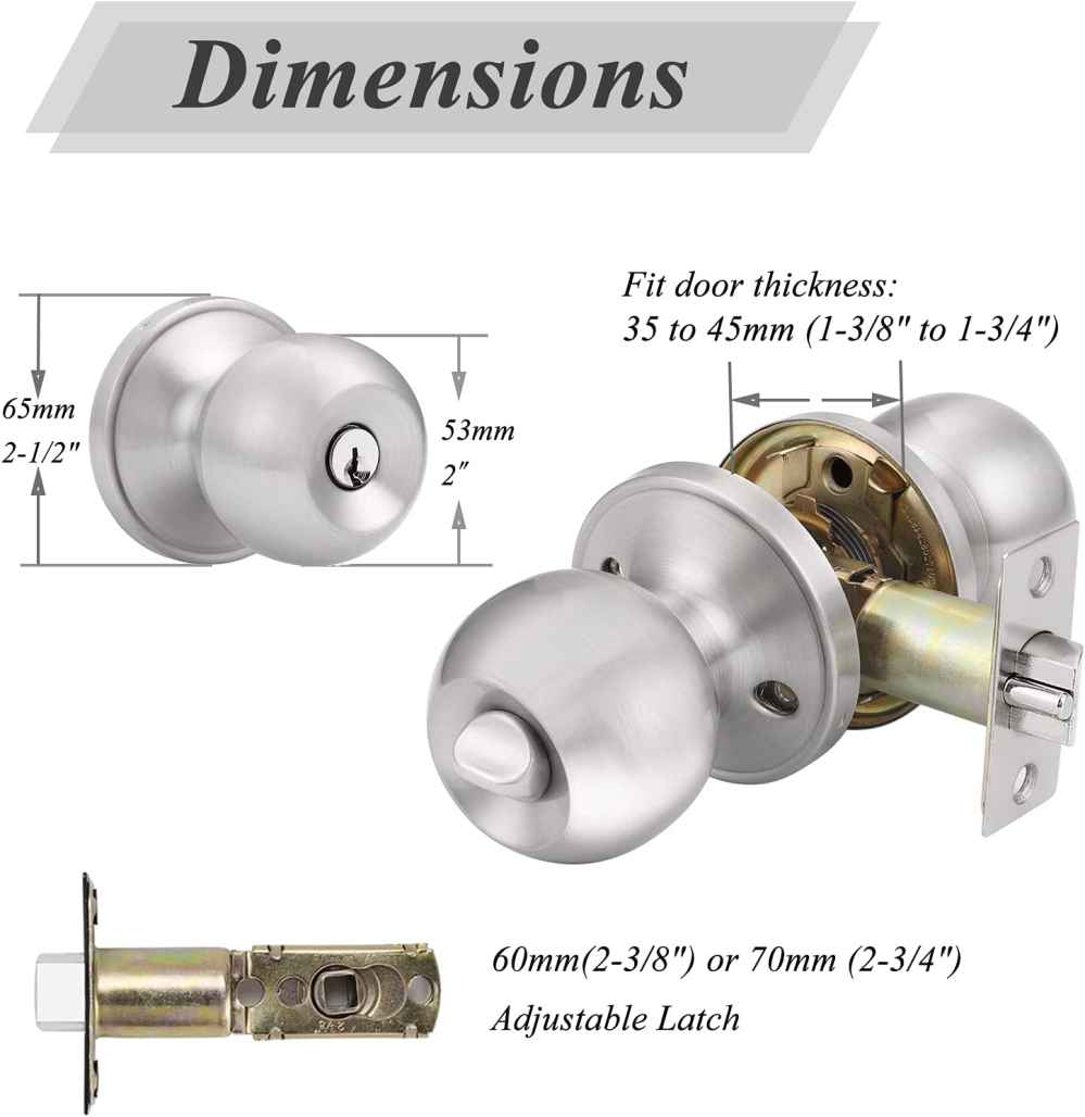 2-in. x 0.04-in. Stainless Steel Door Lock In Brushed Nickel