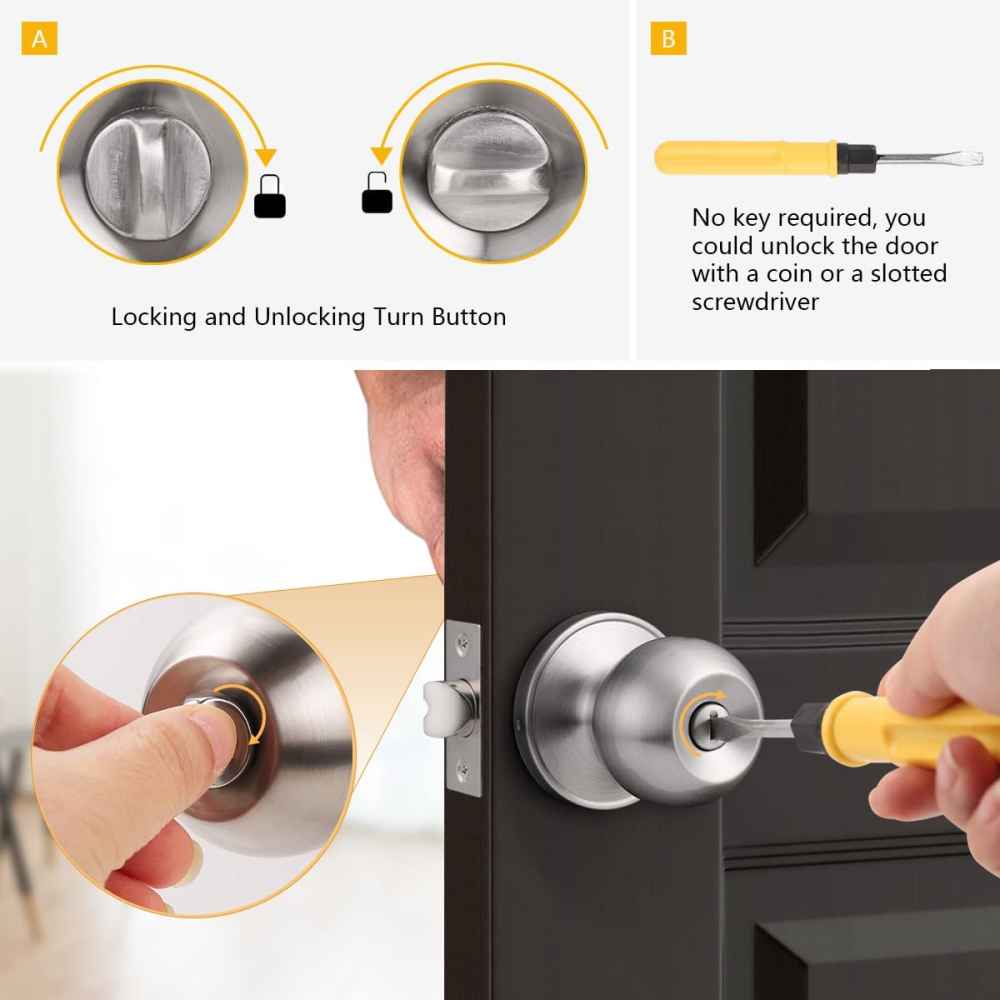 2-in. x 0.01-in. Stainless Steel Door Lock In Brushed Nickel
