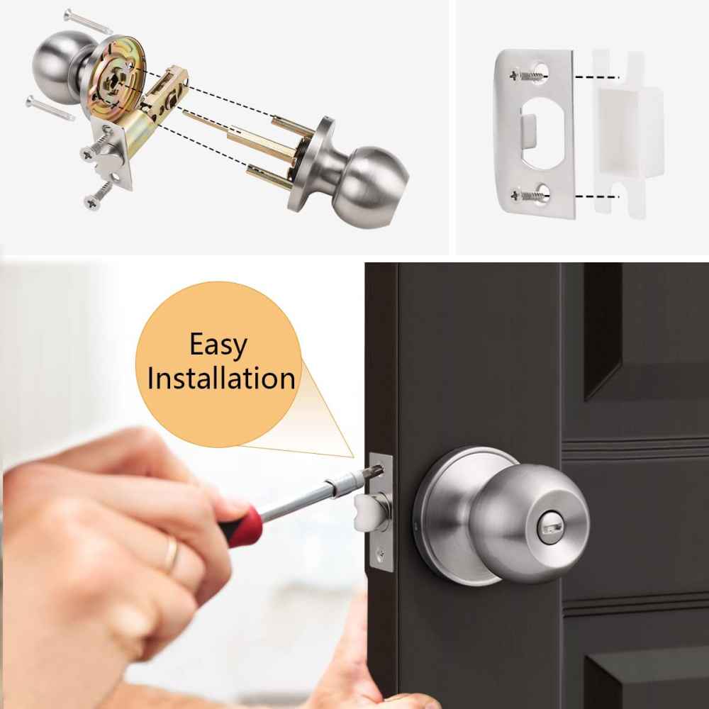 2-in. x 0.01-in. Stainless Steel Door Lock In Brushed Nickel