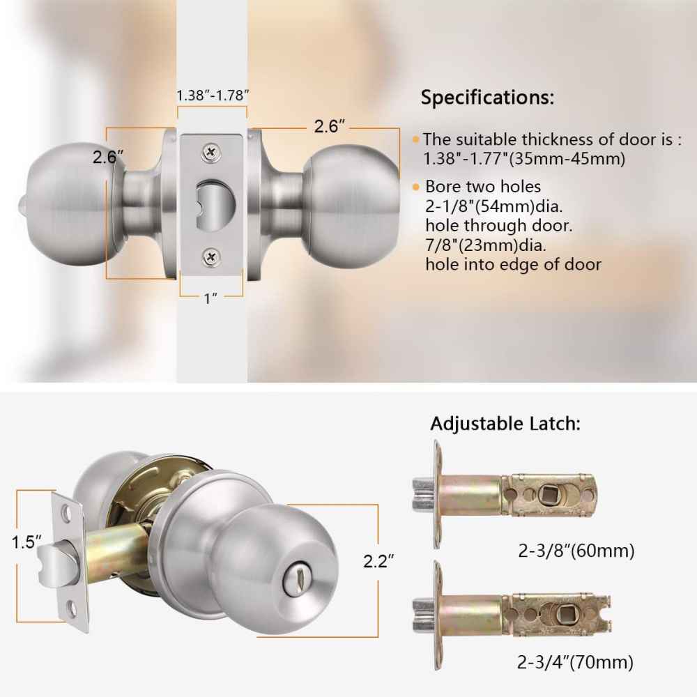 2-in. x 0.01-in. Stainless Steel Door Lock In Brushed Nickel
