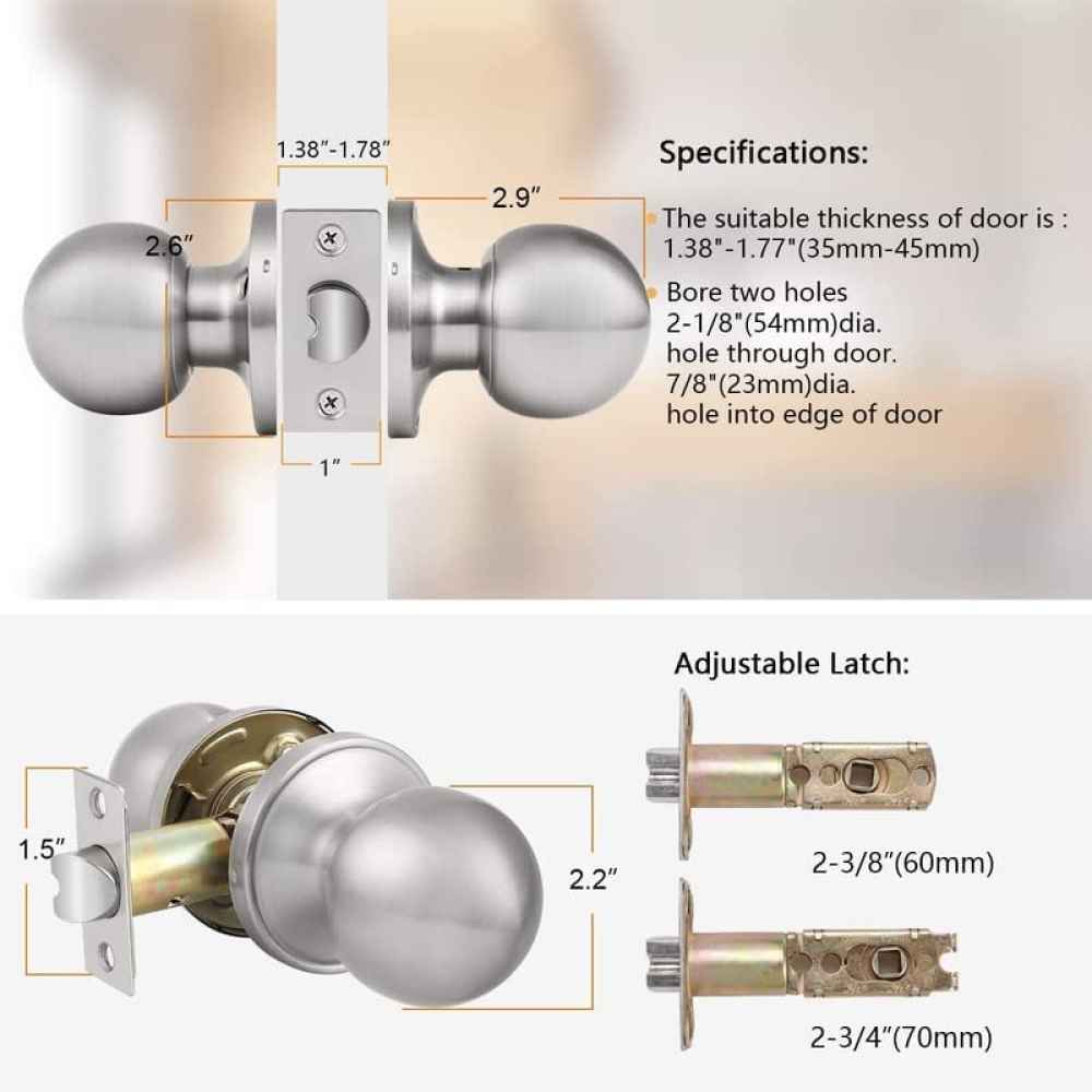 2.5-in. x 0.01-in. Stainless Steel Door Door Lock In Brushed Nickel