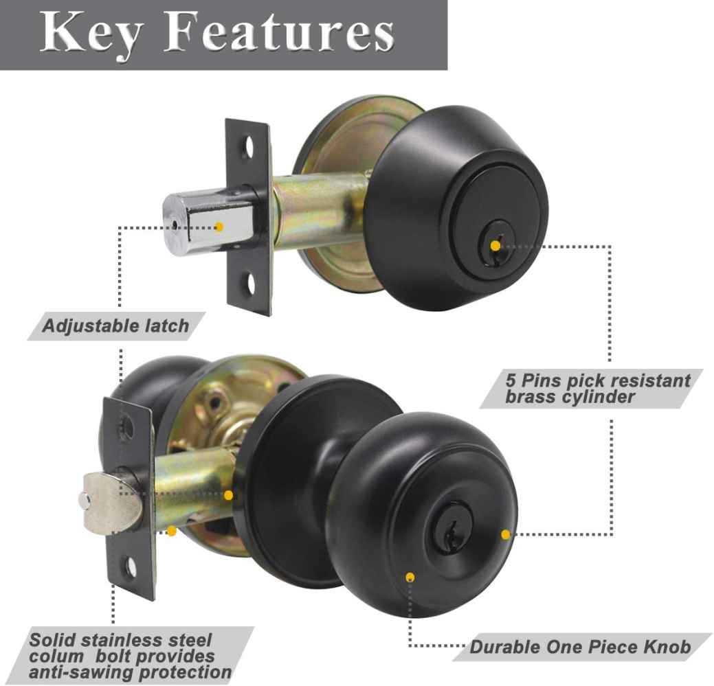 2-in. x 0.03-in. Stainless Steel Door Lock In Black