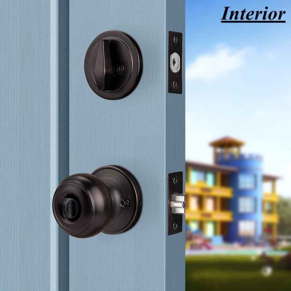 3-in. x 0.01-in. Stainless Steel Door Lock In Oil Rubbed Bronze