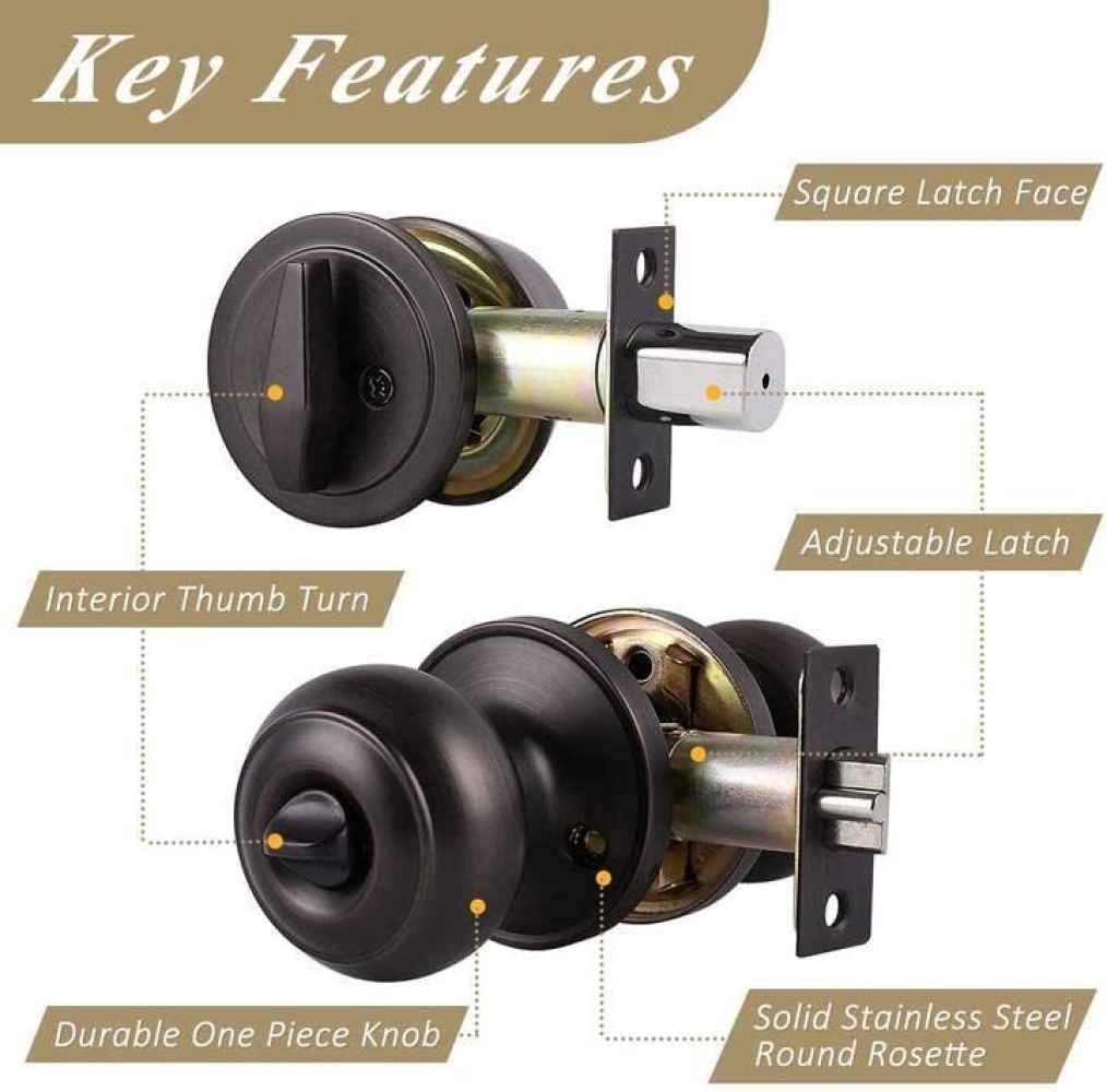 3-in. x 0.01-in. Stainless Steel Door Lock In Oil Rubbed Bronze