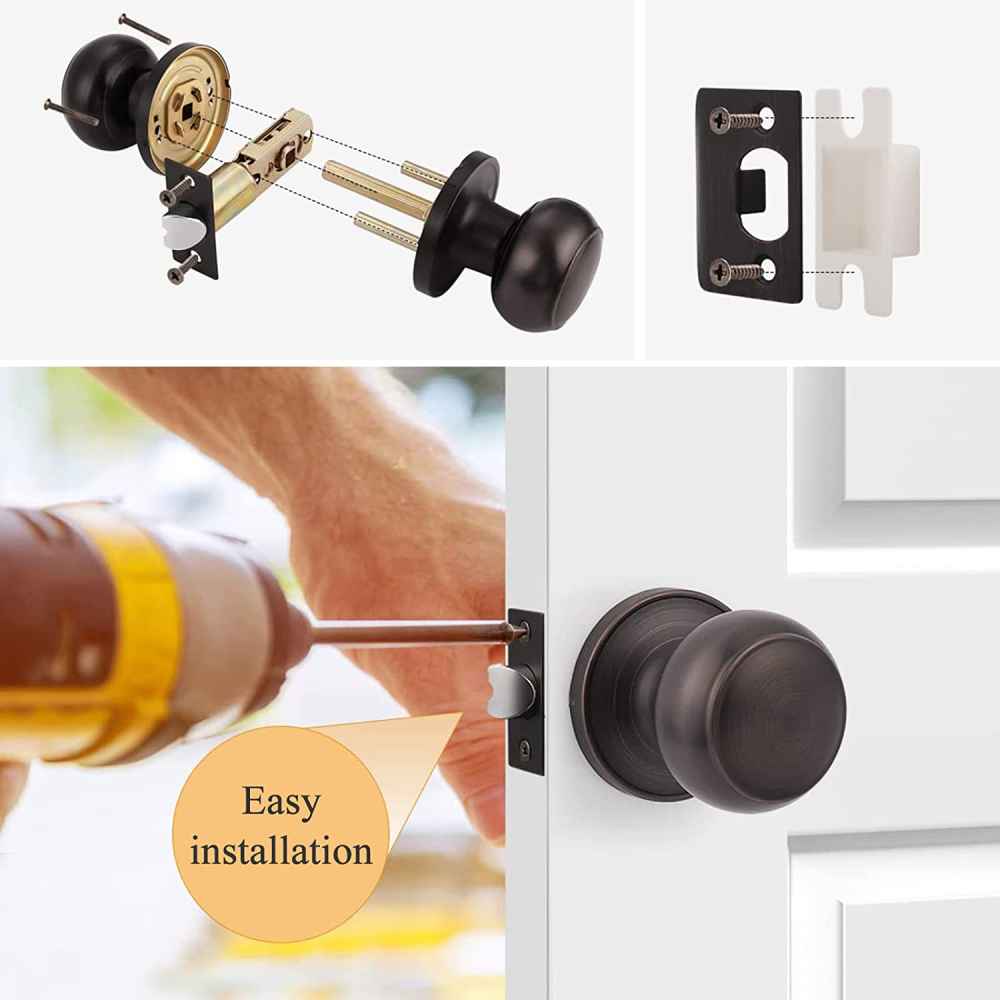 2-in. x 0.01-in. Stainless Steel Door Lock In Oil Rubbed Bronze