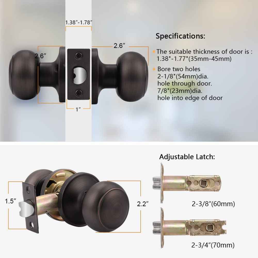 2-in. x 0.01-in. Stainless Steel Door Lock In Oil Rubbed Bronze