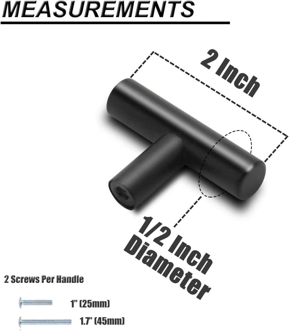 2-in. x 0.03-in. Stainless Steel Cabinet Knob In Black